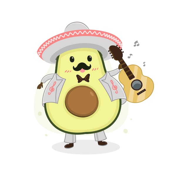 cartoon avocado mariachi band