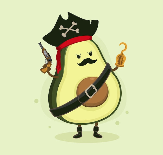 Cartoon avocado piraten