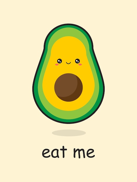 Cartoon avocado Postcard Eat me Vector illustration