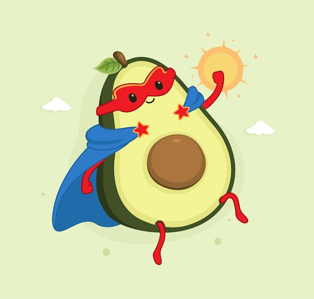 Cartoon avocado superheroes