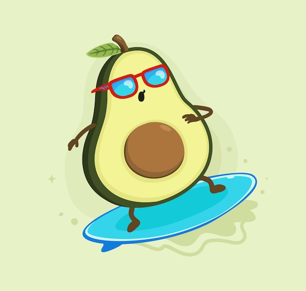 Cartoon avocado surf estate