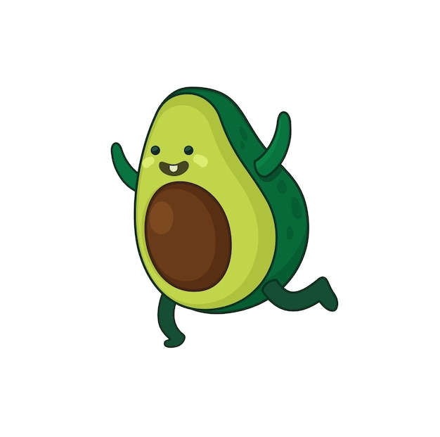 A cartoon avocado with a smile on his face