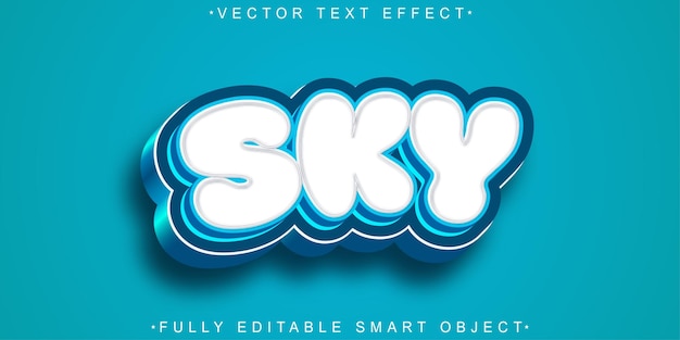 Cartoon Azure Sky Vector Fully Editable Smart Object Text Effect