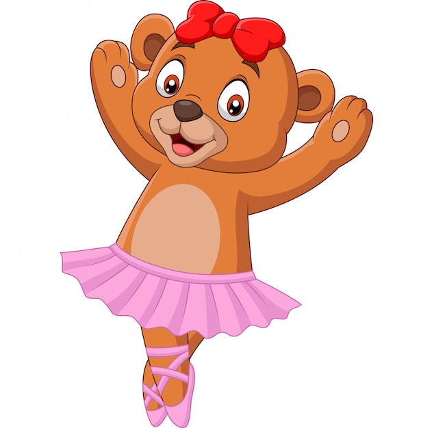 Cartoon baby bear ballet dancer