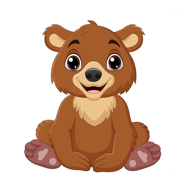 Vector cartoon baby brown bear sitting