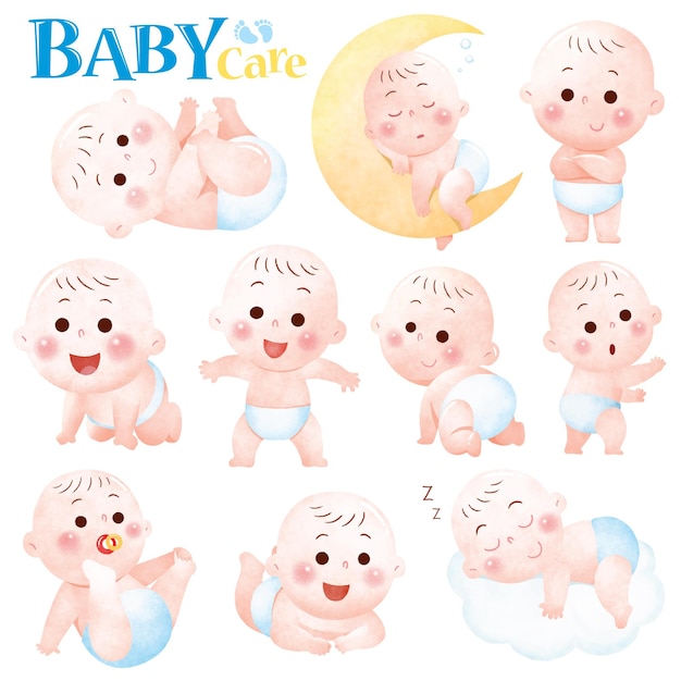 Vector cartoon baby character cute baby