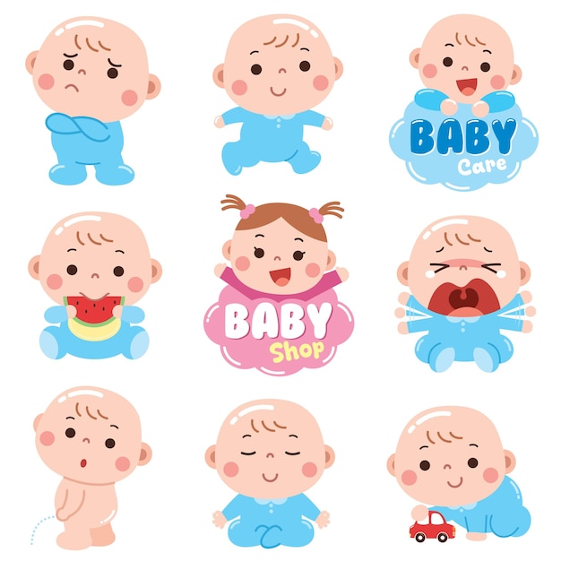 Vector cartoon baby character cute baby