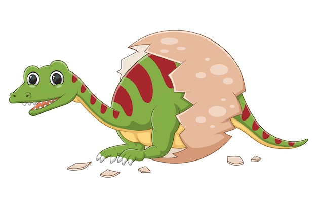 Cartoon baby efraasia dinosaur hatching from egg