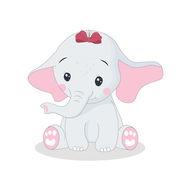 Cartoon baby elephant isolated on white