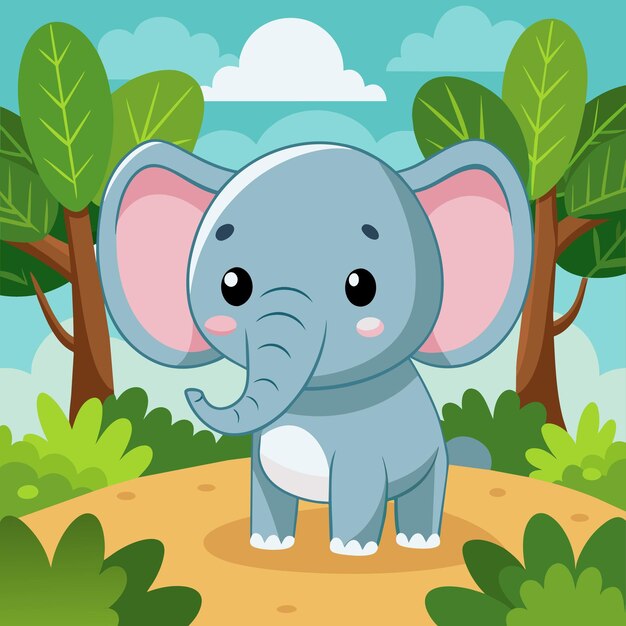 Vector a cartoon of a baby elephant with the word elephant on it