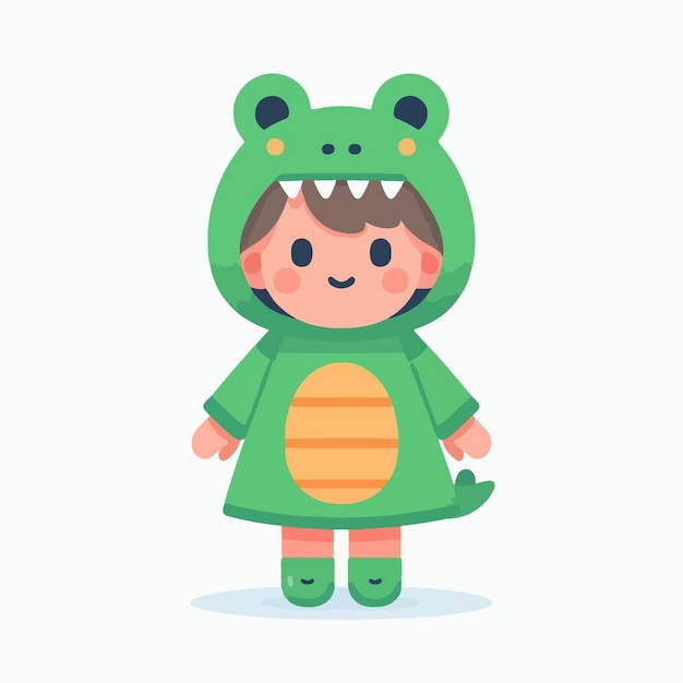 Vector a cartoon of a baby in a green frog costume