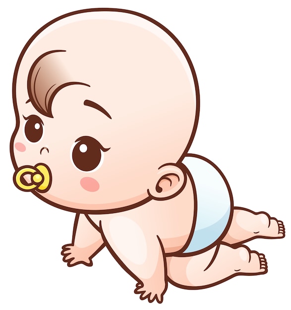 Cartoon baby learn to crawl