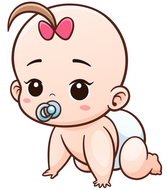 Cartoon baby learn to crawl