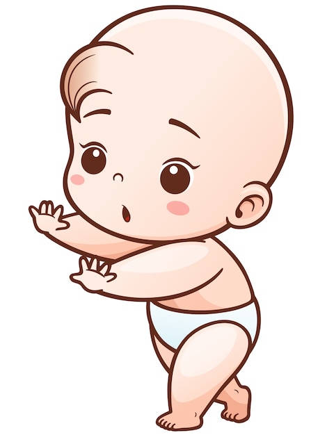 Vector cartoon baby leren lopen