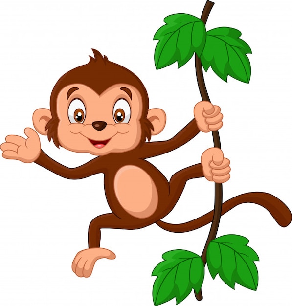 Cartoon baby monkey waving