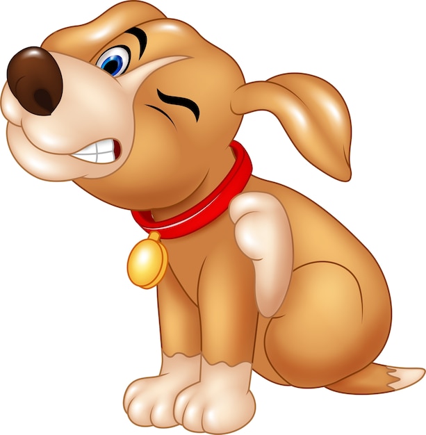 Vector cartoon baby pit bull puppy scratching an itch