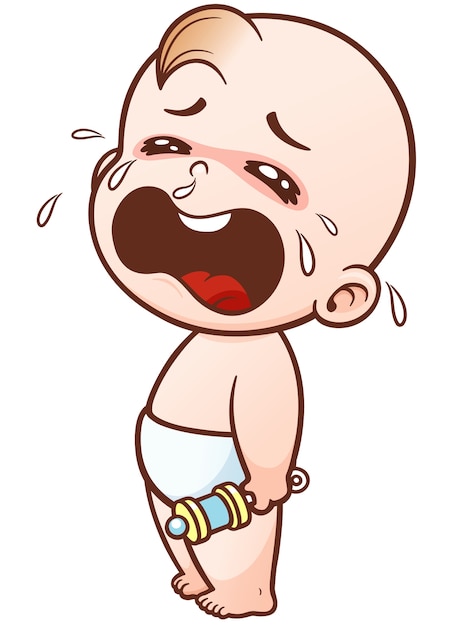 Vector cartoon baby take a bath