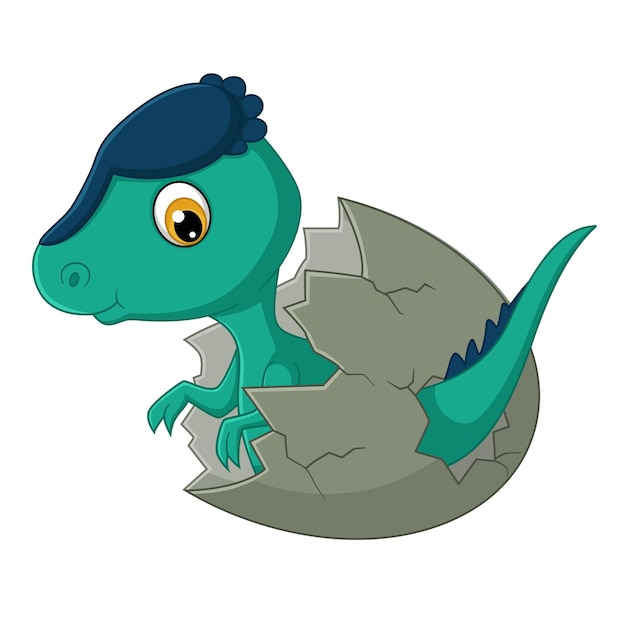 Vector cartoon baby wannanosaurus hatching from egg