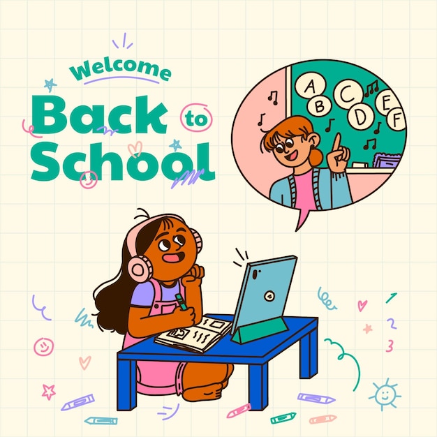 Cartoon back to school background