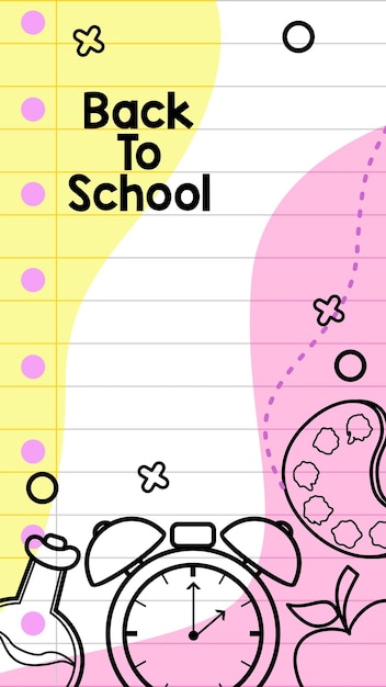 Cartoon of back to school stationery background