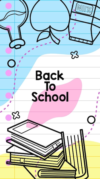 cartoon of back to school stationery background