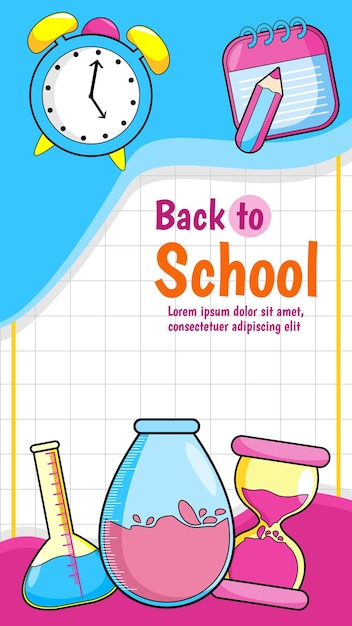 Cartoon of back to school stationery background