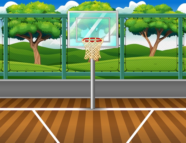 バスケットボールコートのゲームのための漫画の背景