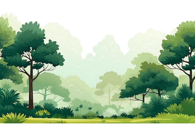 Cartoon Background Trees Plants Forest