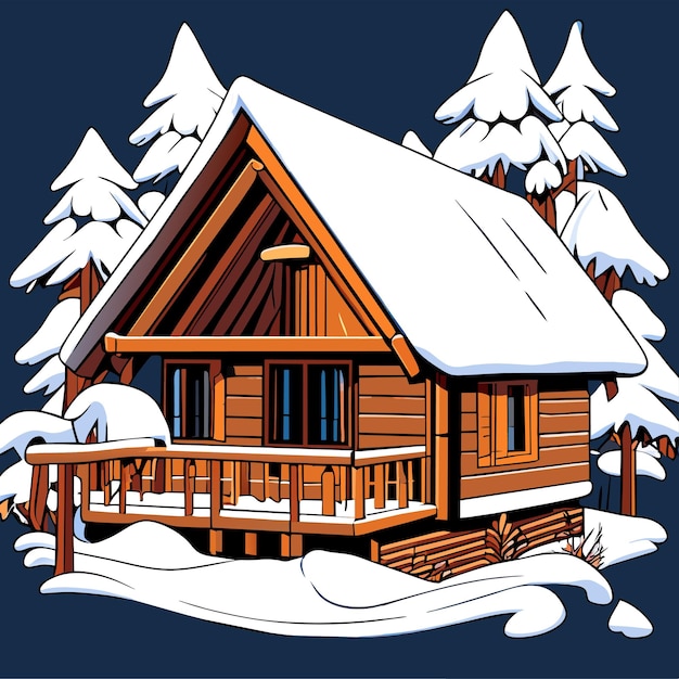 Вектор Фоновый мультфильм с роскошным коттеджем зимний пейзаж фоны с домами