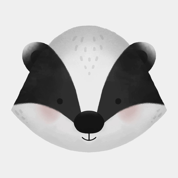 A cartoon of a badger's face with a white background