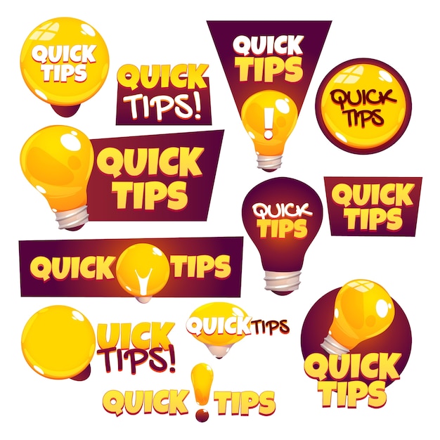 Cartoon badges quick tips design