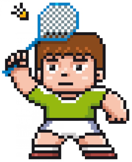 Cartoon badminton player - pixel design