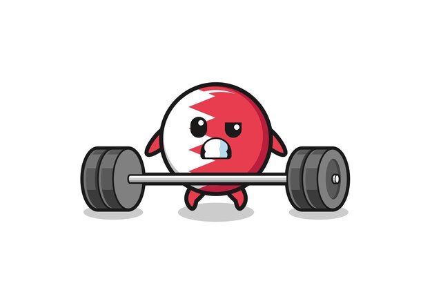 cartoon of bahrain flag lifting a barbell
