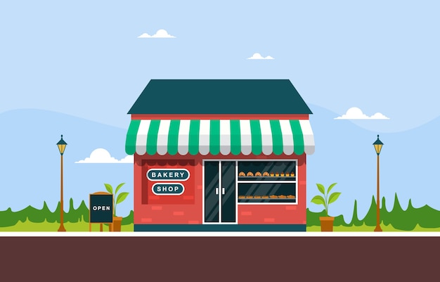 Cartoon bakery shop facade Illustration