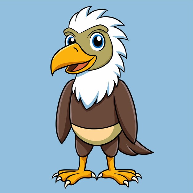 Vector a cartoon of a bald eagle with a blue background
