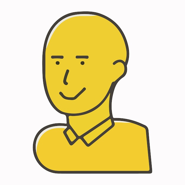 노란 얼굴을 가진 대머리 남자의 만화.