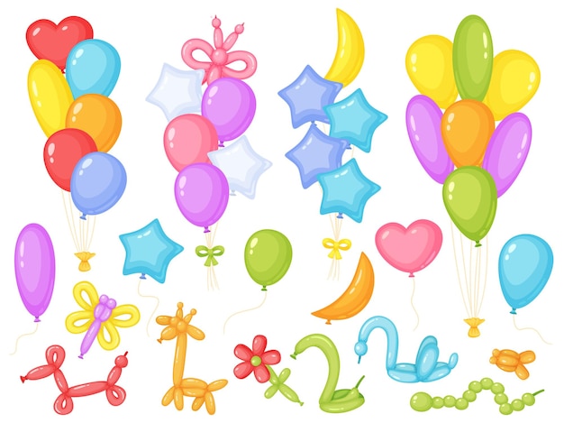 Cartoon ballon vakantie verjaardag of verjaardagsfeestje decoratie vector set