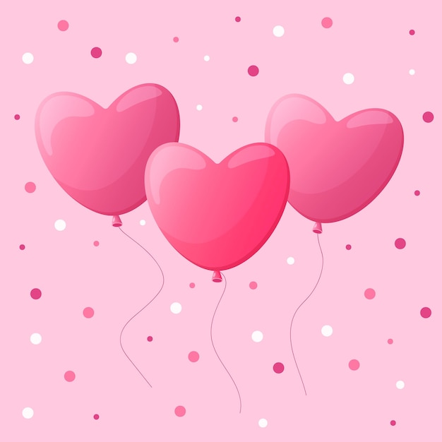 cartoon ballonnen voor in de vorm van een hart bunch van ballonnen op roze achtergrond