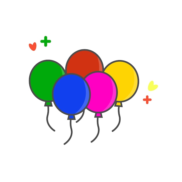 Cartoon balloons. birthday party celebrate and carnival decoration elements