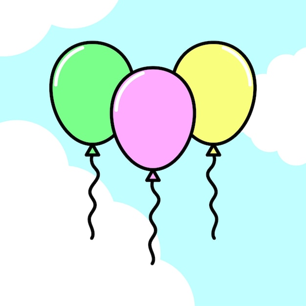 Мультяшные воздушные шары Приглашение на вечеринку Векторная иллюстрация стоковое изображение