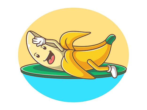 Cartoon banana swimming