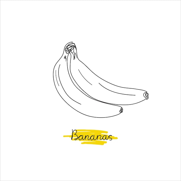 Banane del fumetto doodle frutti gialli una banana un mazzo di banane disegnato a mano