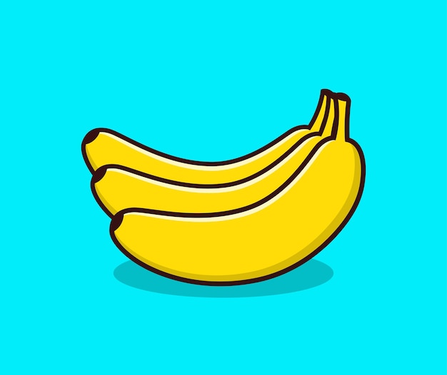 Vector cartoon bananas peel banana yellow fruit and bunch of bananas tropical fruits banana snack or ve