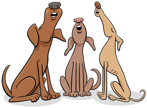 Cartoon barking or howling dogs characters