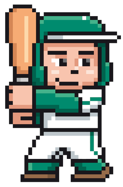 Cartoon Baseball player - Pixel design