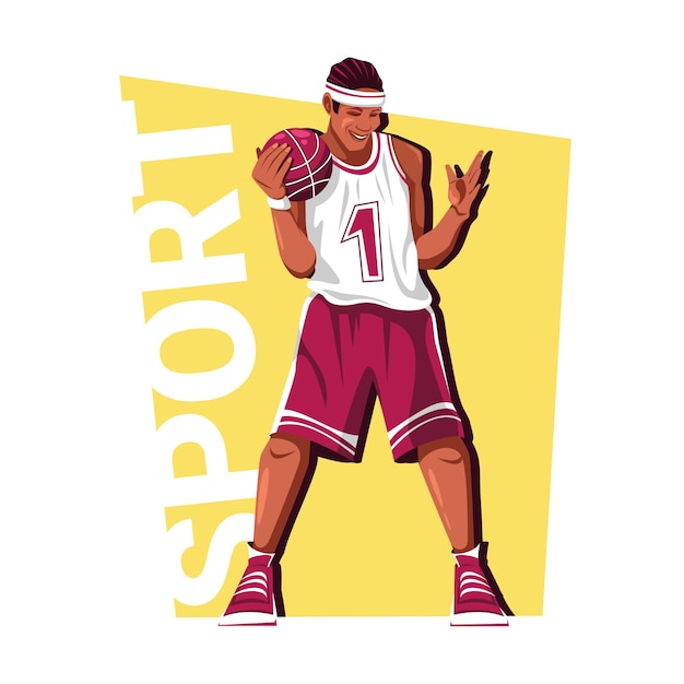 Vector cartoon basketball player vector illustration