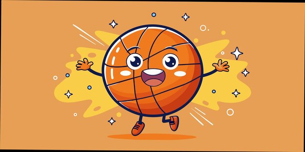 Vector a cartoon of a basketball with a face on it