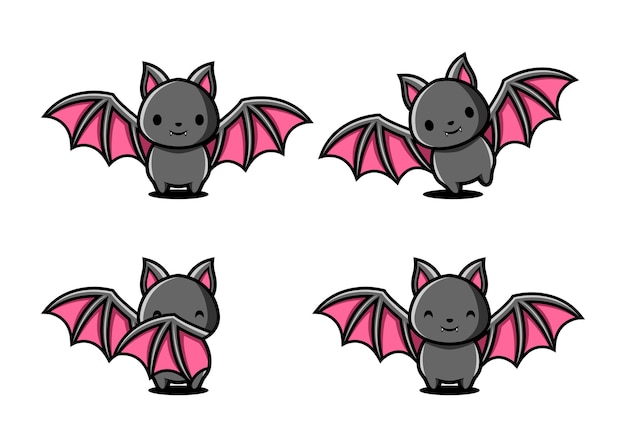 Cartoon bat character set