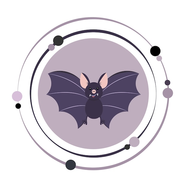 Vettore simbolo dell'icona grafica dell'illustrazione vettoriale del personaggio del pipistrello dei cartoni animati