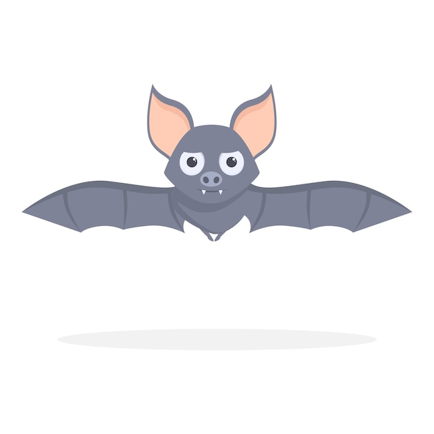 Vector cartoon bat flapping its wings and flying